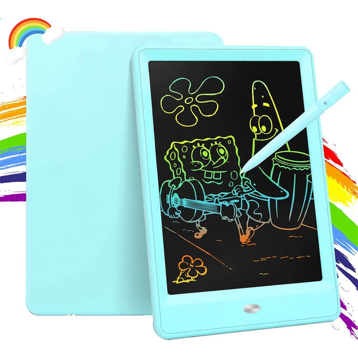 Tableta de scris LCD HERUSI 26x17.5x0.72cm albastru cer multicolor