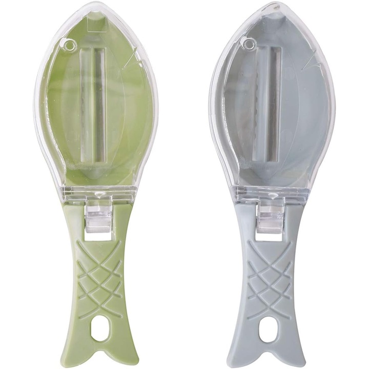 Instrument curatare solzi peste HERUSI, plastic, cu capac transparent, 5x16cm, set 2 bucati
