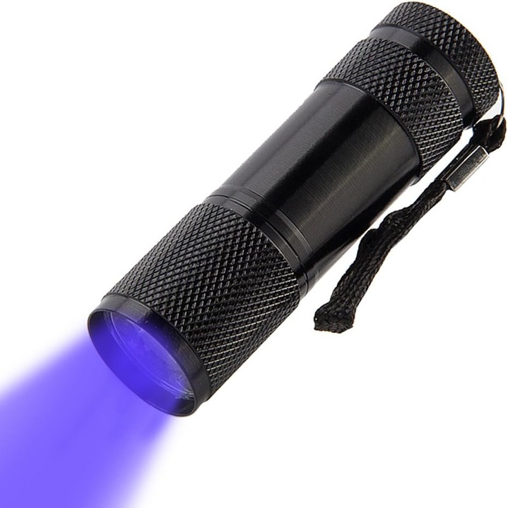 Lanterna UV HERUSI portabila aluminiu negru 3xAAA