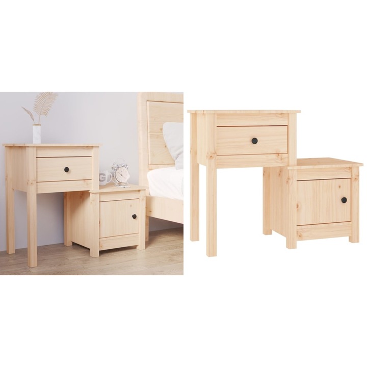 Noptiera, 79, 5x38x65, 5 cm, lemn masiv de pin