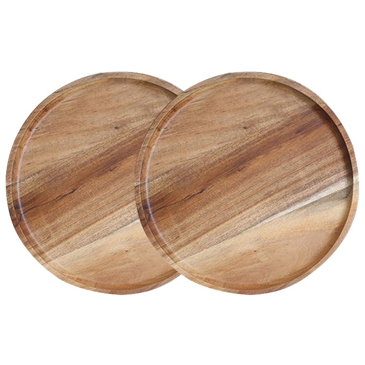 Set 2 farfurii din lemn HERUSI 25cm natural