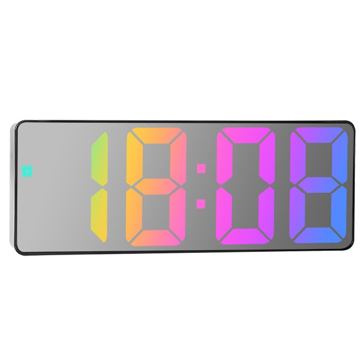 Herusi digitális ébresztőóra, multifunkcionális, fekete, 12x6x4cm