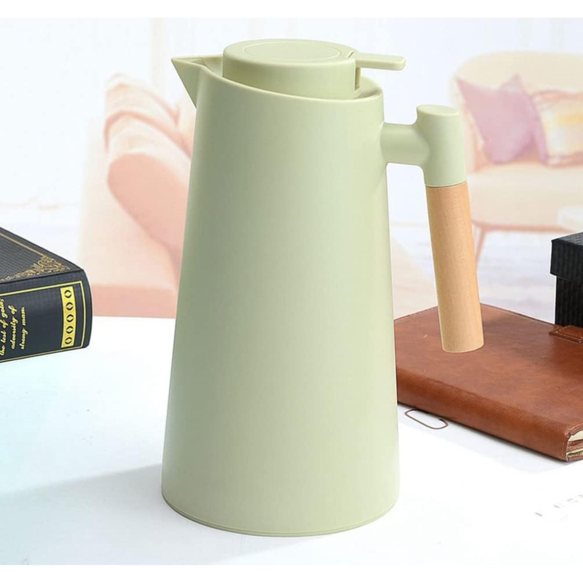 Cafetiera 1L, verde, izolatie vidata, utilizare acasa si birou
