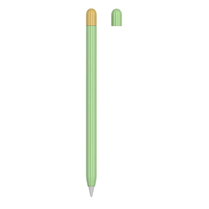 Силиконов калъф за Apple Pencil 1-во поколение HERUSI тънък зелен матча с двуцветна капачка за писалка