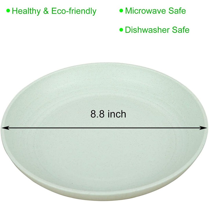 Set de 4 farfurii din fibra de grau, multicolor, 22.5cm