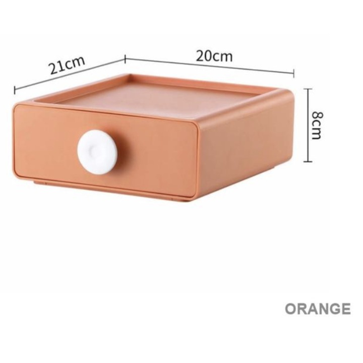 Organizator multifunctional din plastic, design stivuibil, portocaliu, 21x20x8cm