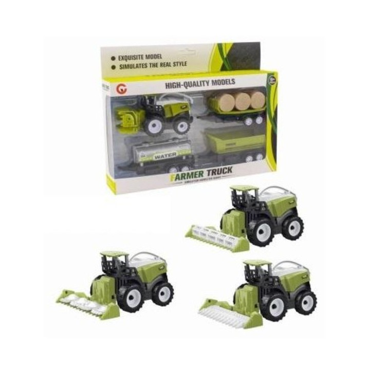 Комплект строителни машини, МАКСИК, трактор-валяк, 28x6x17см, 3+ години