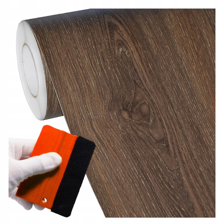 Самозалепващо фолио за мебели, Декофлекс, Sl0190, Плътна текстура, Самозалепващо, Изработено от PVC, Устойчиво на надраскване, 60 см X 100 см, Тъмно дърво, 1 брой