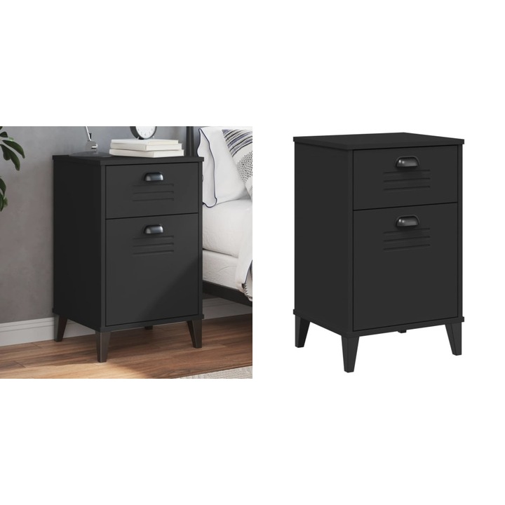 Noptiera „VIKEN”, negru, lemn prelucrat