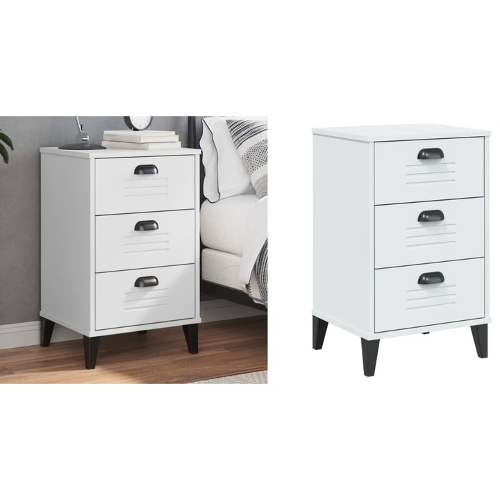 Noptiera „VIKEN”, alb, lemn prelucrat