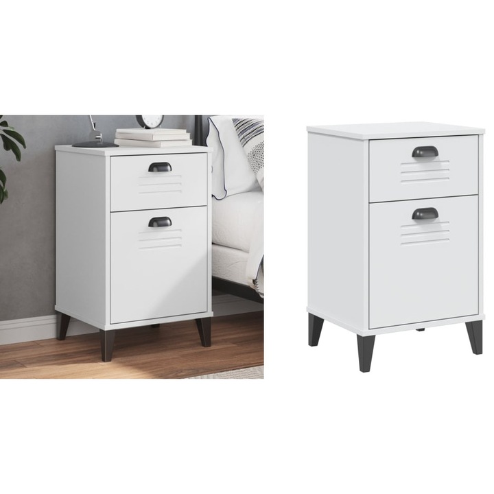 Noptiera „VIKEN”, alb, lemn prelucrat