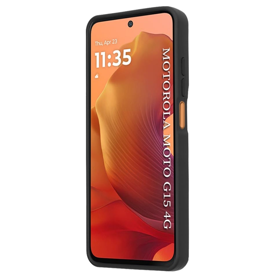 Husa pentru Motorola Moto G15 / Moto G15 Power, SKYDDAR INNOVATION, Glinth cu Inel Rotativ 360° Magnetic, set cu sticker, Negru
