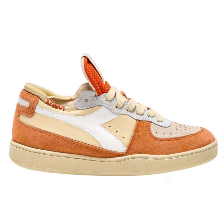 Diadora Mi Basket Row Cut férfi sportcipő, velúr, narancssárga, Heritage kiadás, kényelmes, 45 EU