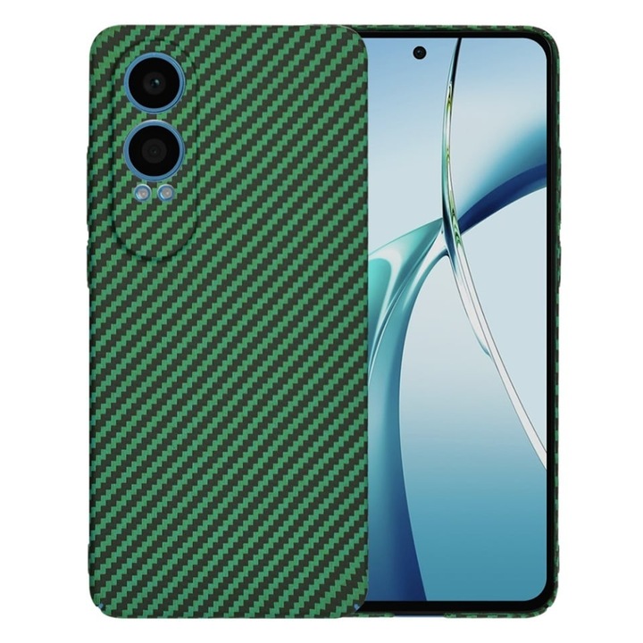 Husa pentru OnePlus Nord CE4 Lite, SKYDDAR INNOVATION, textura carbon, Carbonite FiberShell, set cu sticker, Verde