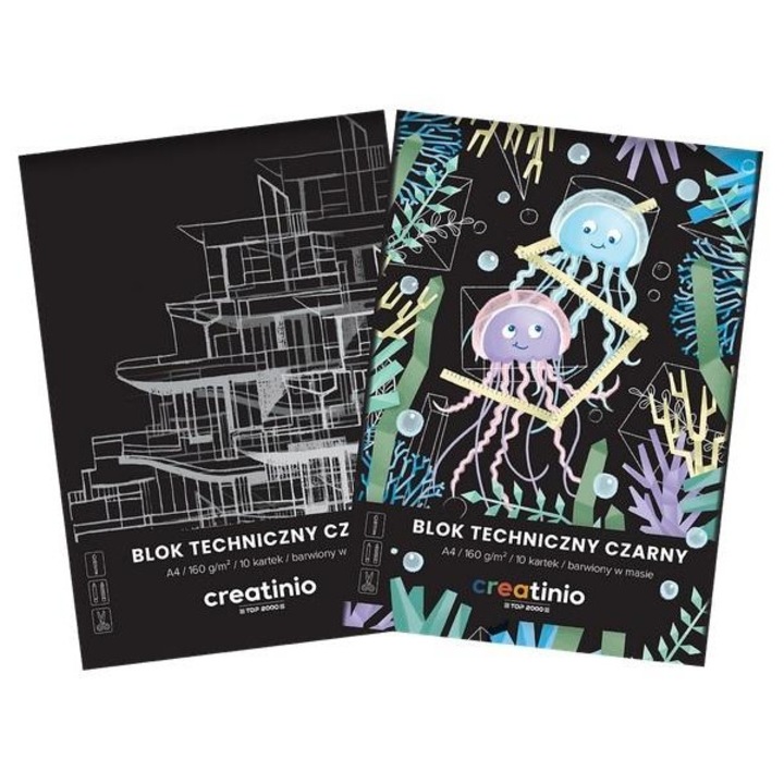 A4 műszaki tömb, Top 2000, 10 lap, fekete, 160 g/m2