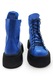unudoitrei, Botine flatform din piele cu sireturi, Negru/Albastru royal