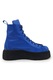 unudoitrei, Botine flatform din piele cu sireturi, Negru/Albastru royal