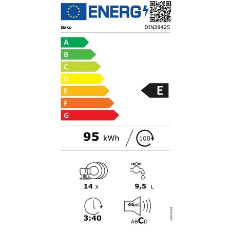 Masina de spalat vase incoporabila Beko DIN28425, 14 seturi, 8 programe, Clasa E, Motor Prosmart Inverter, Aquaintense, Steamgloss, Quick&Shine, Fast+, 60 cm