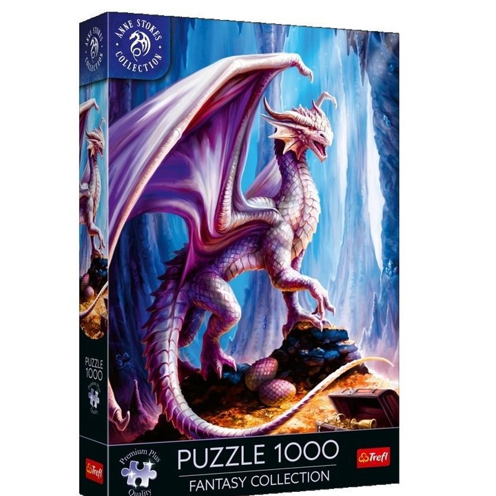 Puzzle 1000 darabos, Trefl, Kincstár Őre, lila sárkány, 683x480mm