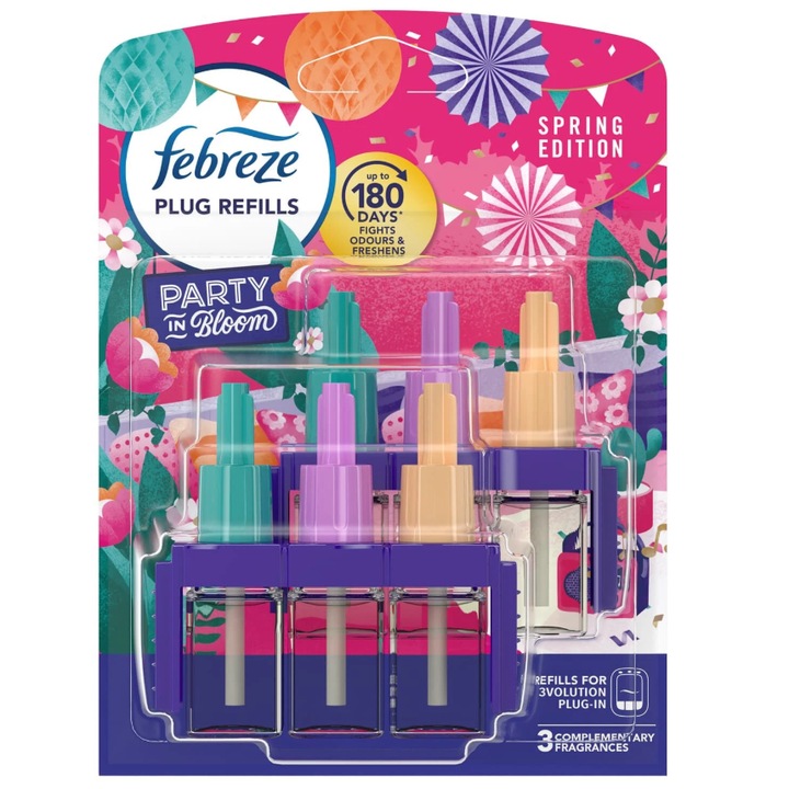 Febreze 3Volution Party in Bloom légfrissítő utántöltő, 2x20ml