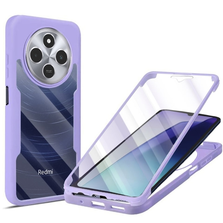 Husa + Folie pentru Xiaomi Redmi 14C / Poco C75, SKYDDAR INNOVATION, [Pachet 360°] ColorVerse, set cu sticker, Mov