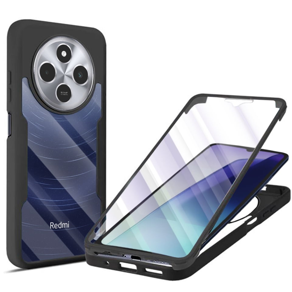 Husa + Folie pentru Xiaomi Redmi 14C / Poco C75, SKYDDAR INNOVATION, [Pachet 360°] ColorVerse, set cu sticker, Negru