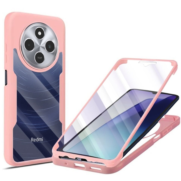 Husa + Folie pentru Xiaomi Redmi 14C / Poco C75, SKYDDAR INNOVATION, [Pachet 360°] ColorVerse, set cu sticker, Roz