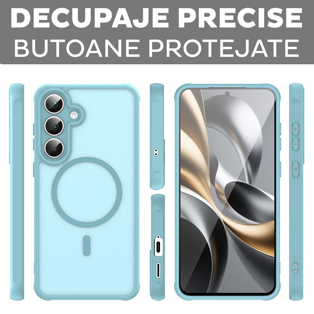 Husa pentru Samsung Galaxy S25 FE Daden® HaloFrost II, MagSafe, Antisoc, Incarcare wireless, Calitate Premium, Verde menta