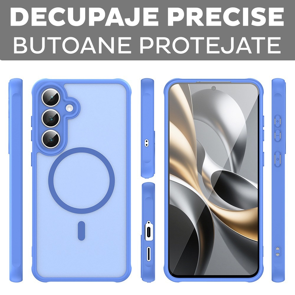 Husa pentru Samsung Galaxy S25 FE Daden® HaloFrost II, MagSafe, Antisoc, Incarcare wireless, Calitate Premium, Albastru deschis