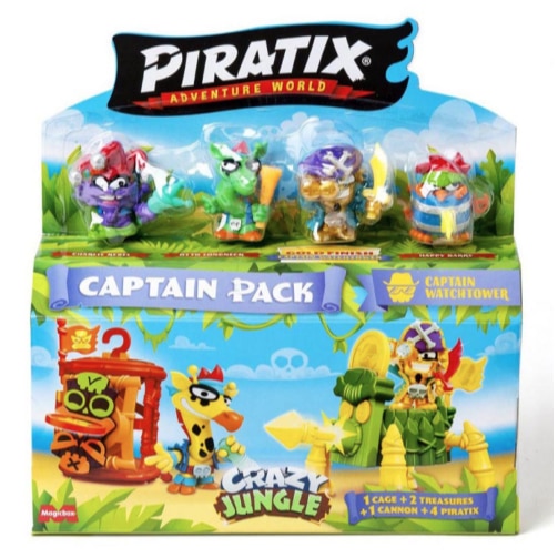 Figurine Piratix Crazy Jungle Captain Pack, 4 figurine, 1 tun, 1
