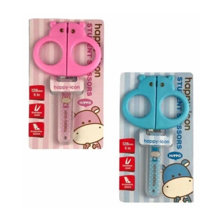 Foarfece pentru copii Deli 6032, roz si albastru, 13,5cm, set mix de modele