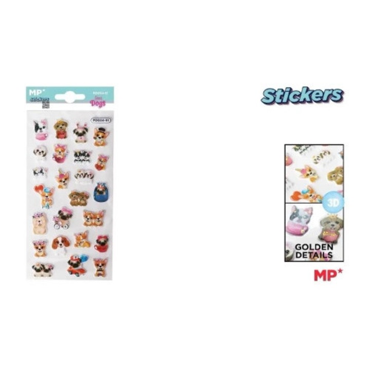 3D dekoratív matricák, MP, kutya modell, szett