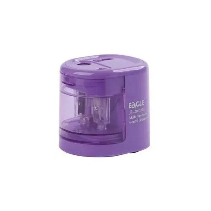 Ascutitoare dubla Eagle EG-5161USB, pentru creioane si crete 6-8mm si 9-12mm, violet, cu functie USB
