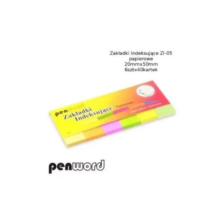 Set de 6 cuburi de hartie autoadezive Penword, 20x50mm, 40 bucati fiecare
