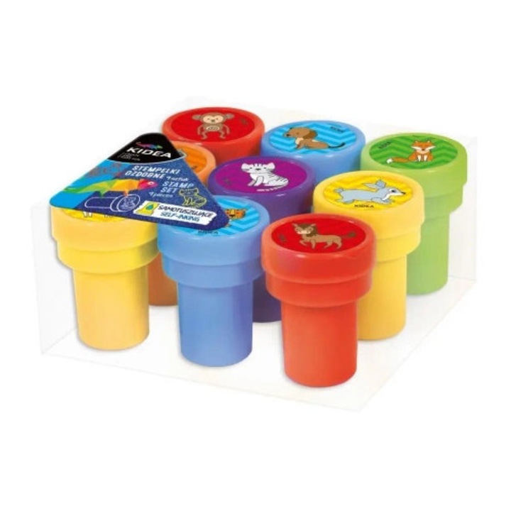 Kidea, többszínű, 9 darabos állatos díszítőbélyegző készlet