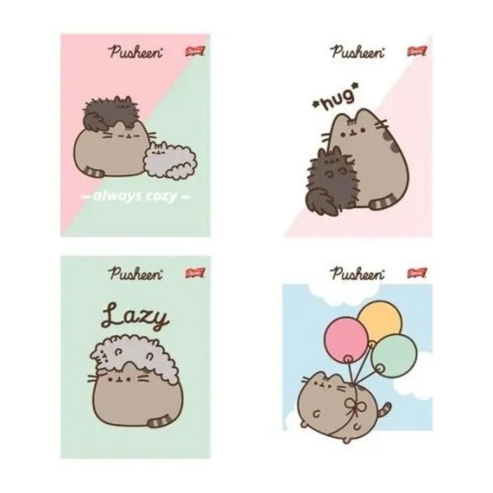 Pusheen A5 füzet, 15 darabos szett, 32 lap, kétszínű vonalazás