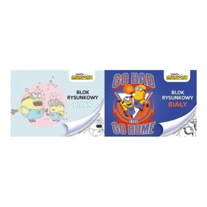 Bloc de desen A4 Beniamin, 20 foi, alb, cu coperta colorata Minionii