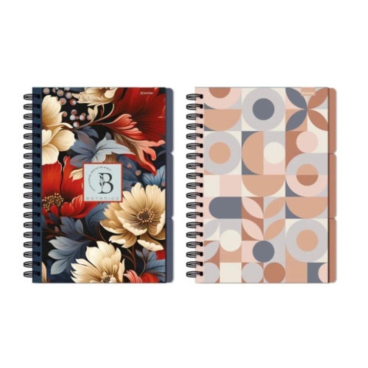 Caiet Beniamin B5, 96 file, mix culori, coperta metalizata, spirala dubla