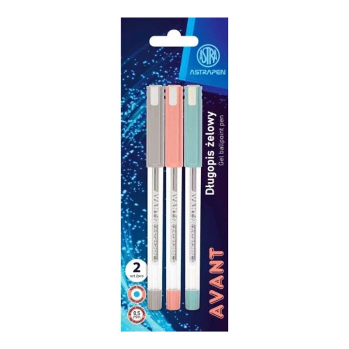 Gél tollak, ASTRA, 2 x 3 darabos készlet, többszínű