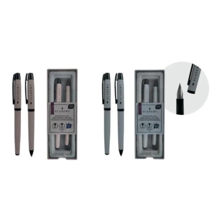 Set instrumente de scris premium INTERDRUK, stilou si pix in etui, multicolor