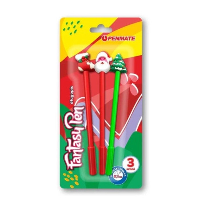 Penmate tollkészlet, 3 darab, ünnepi modell, 0,7 mm-es hegy, kék, gumis kupakkal