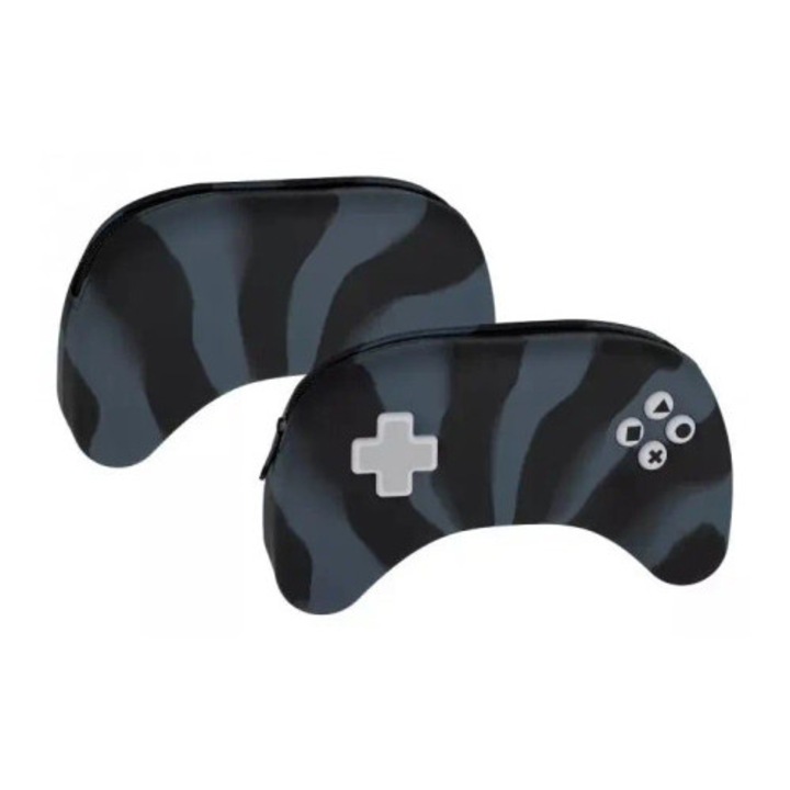 STARPAK Pad szilikon tolltartó, fekete, 5x22x13cm, 1 cipzárral