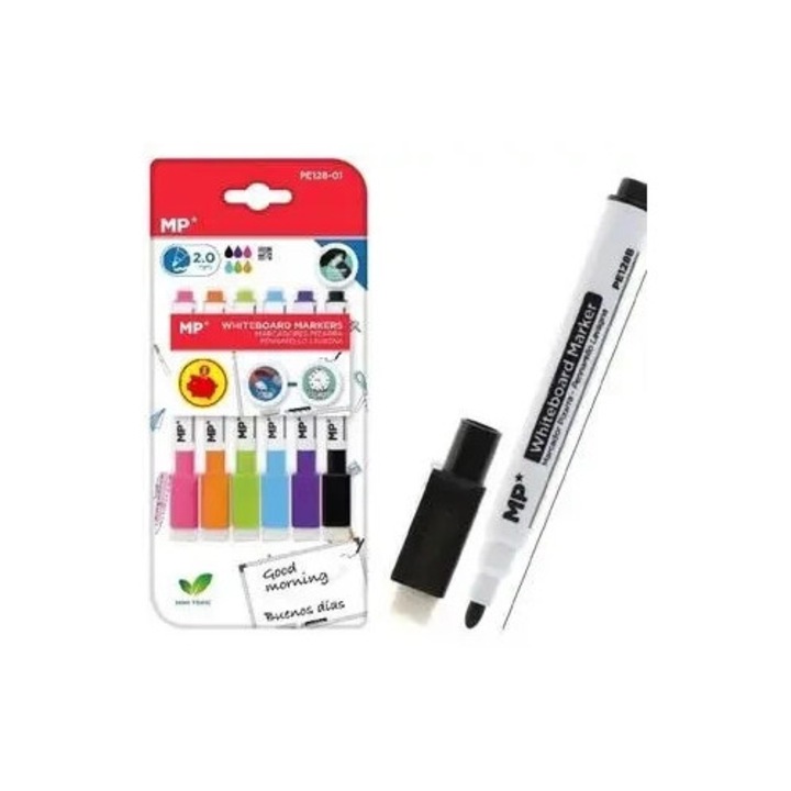 Set 6 Markere pentru tabla, MP Main Paper, multicolor