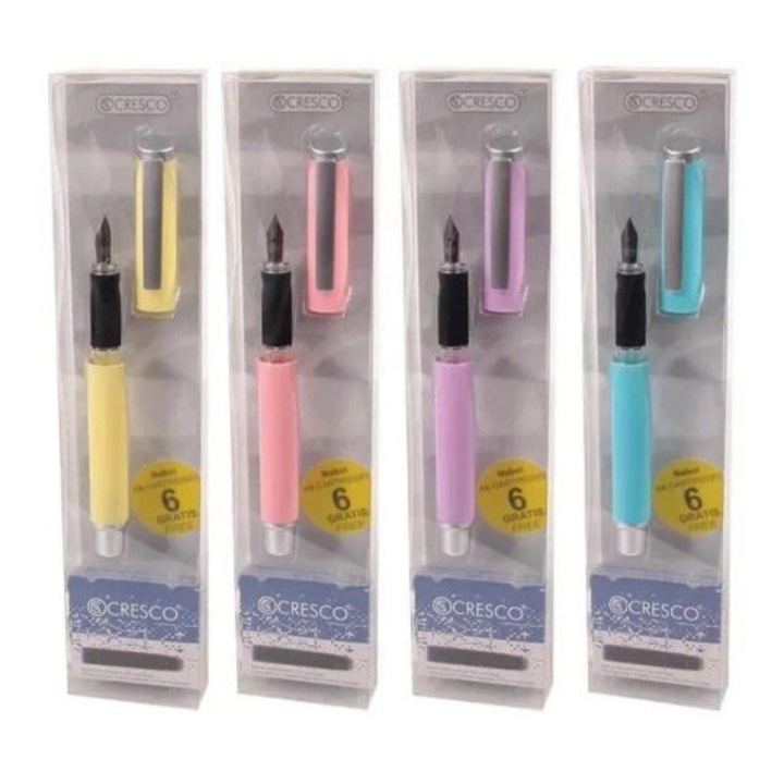 Cresco Go Pen töltőtoll, irídium M, vegyes színek, 6 patronos készlet