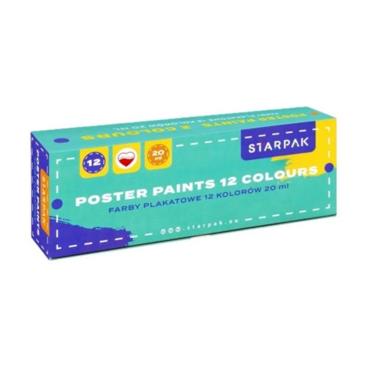Acuarele STARPAK set 12 culori 20ml, crema, intensitate mare
