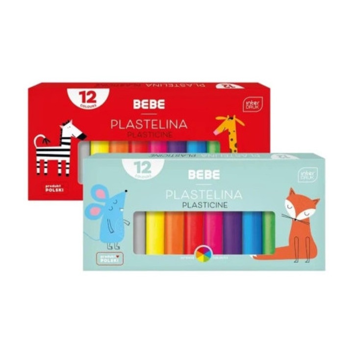 Plastilina 12 culori INTERDRUK, superminka, mix de modele