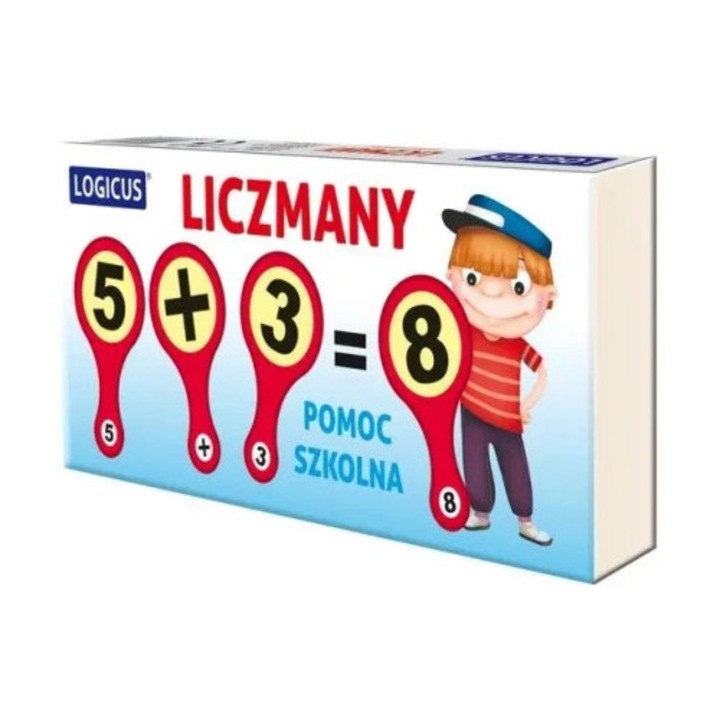 Joc educativ Adamigo Liczmany Logicus, set cu placute numerice, 0-9, abilitati de adunare si scadere