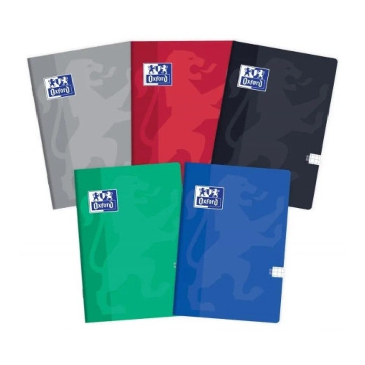 Set 10 caiete A5, Oxford, 5 culori clasice, 32 file, coperta cartonata