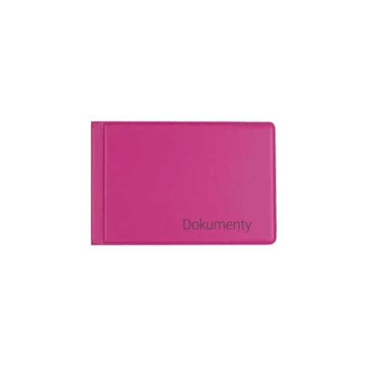 Suport documente Biurfol, roz, format mic, 4 buzunare, 2 compartimente