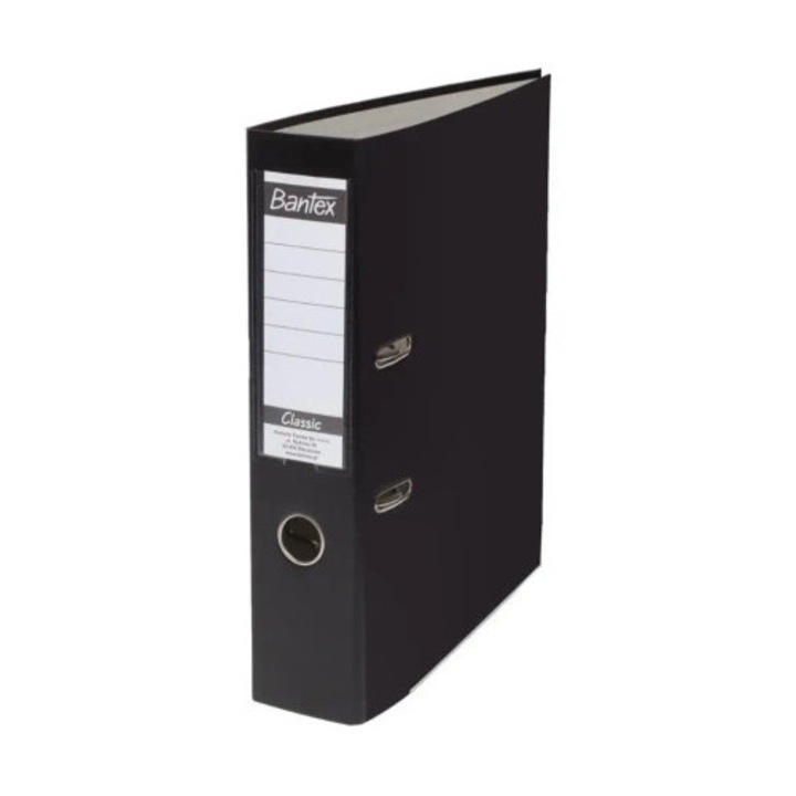 Biblioraft A4 Bantex, 7,5cm, negru, mecanism de prindere puternic, etichete duble